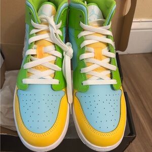 Nike Kids Sneakers in Blue, Yellow, and Green